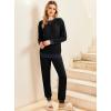 Ekouaer Pajamas Set Long Sleeve Pj Sets 2 Piece Jogger Pajama Sets Soft Sleepwear Loungewear for Women(Black)