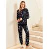 Ekouaer Pajamas Set Long Sleeve Pj Sets 2 Piece Jogger Pajama Sets Soft Sleepwear Loungewear for Women(Black Starry)