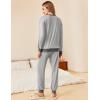 Ekouaer Pajamas Set Long Sleeve Pj Sets 2 Piece Jogger Pajama Sets Soft Sleepwear Loungewear for Women(Grey)