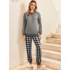 Ekouaer Pajamas Set Long Sleeve Pj Sets 2 Piece Jogger Pajama Sets Soft Sleepwear Loungewear for Women(Grey Plaid)