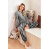 Ekouaer Pajamas Set Long Sleeve Pj Sets 2 Piece Jogger Pajama Sets Soft Sleepwear Loungewear for Women(Grey Plaid)