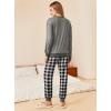 Ekouaer Pajamas Set Long Sleeve Pj Sets 2 Piece Jogger Pajama Sets Soft Sleepwear Loungewear for Women(Grey Plaid)