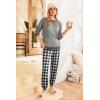 Ekouaer Pajamas Set Long Sleeve Pj Sets 2 Piece Jogger Pajama Sets Soft Sleepwear Loungewear for Women(Grey Plaid)