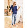 Ekouaer Pajamas Set Long Sleeve Pj Sets 2 Piece Jogger Pajama Sets Soft Sleepwear Loungewear for Women(Navy Blue Plaid)