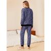 Ekouaer Pajamas Set Long Sleeve Pj Sets 2 Piece Jogger Pajama Sets Soft Sleepwear Loungewear for Women(Purple Leopard)