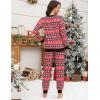 Ekouaer Pajamas Set Long Sleeve Pj Sets 2 Piece Jogger Pajama Sets Soft Sleepwear Loungewear for Women(Red Deer)