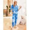 Ekouaer Pajamas Set Long Sleeve Pj Sets 2 Piece Jogger Pajama Sets Soft Sleepwear Loungewear for Women(Tie Dye Blue White)