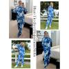 Ekouaer Pajamas Set Long Sleeve Pj Sets 2 Piece Jogger Pajama Sets Soft Sleepwear Loungewear for Women(Tie Dye Blue White)