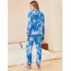 Ekouaer Pajamas Set Long Sleeve Pj Sets 2 Piece Jogger Pajama Sets Soft Sleepwear Loungewear for Women(Tie Dye Blue White)