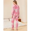 Ekouaer Pajamas Set Long Sleeve Pj Sets 2 Piece Jogger Pajama Sets Soft Sleepwear Loungewear for Women(Tie Dye Pink White)