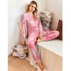 Ekouaer Pajamas Set Long Sleeve Pj Sets 2 Piece Jogger Pajama Sets Soft Sleepwear Loungewear for Women(Tie Dye Pink White)