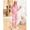 Ekouaer Pajamas Set Long Sleeve Pj Sets 2 Piece Jogger Pajama Sets Soft Sleepwear Loungewear for Women(Tie Dye Pink White)