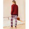 Ekouaer Pajamas Set Long Sleeve Pj Sets 2 Piece Jogger Pajama Sets Soft Sleepwear Loungewear for Women(Wine Red Plaid)
