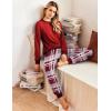 Ekouaer Pajamas Set Long Sleeve Pj Sets 2 Piece Jogger Pajama Sets Soft Sleepwear Loungewear for Women(Wine Red Plaid)