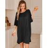 Ekouaer Plus Size Nightgowns for Women Oversized Sleep Shirt Short Sleeve Nightshirt T-Shirt Dress Sleepwear S-5XL(Black)