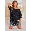 Ekouaer Plus Size Nightgowns for Women Oversized Sleep Shirt Short Sleeve Nightshirt T-Shirt Dress Sleepwear S-5XL(Black Butterfly)
