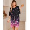 Ekouaer Plus Size Nightgowns for Women Oversized Sleep Shirt Short Sleeve Nightshirt T-Shirt Dress Sleepwear S-5XL(Black Sakura)