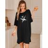 Ekouaer Plus Size Nightgowns for Women Oversized Sleep Shirt Short Sleeve Nightshirt T-Shirt Dress Sleepwear S-5XL(Black Starlight)