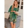 Ekouaer Plus Size Nightgowns for Women Oversized Sleep Shirt Short Sleeve Nightshirt T-Shirt Dress Sleepwear S-5XL(Green Flower)
