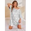 Ekouaer Plus Size Nightgowns for Women Oversized Sleep Shirt Short Sleeve Nightshirt T-Shirt Dress Sleepwear S-5XL(Grey Stars)