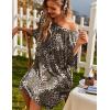 Ekouaer Plus Size Nightgowns for Women Oversized Sleep Shirt Short Sleeve Nightshirt T-Shirt Dress Sleepwear S-5XL(Leopard)