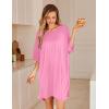 Ekouaer Plus Size Nightgowns for Women Oversized Sleep Shirt Short Sleeve Nightshirt T-Shirt Dress Sleepwear S-5XL(Pink)
