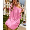 Ekouaer Plus Size Nightgowns for Women Oversized Sleep Shirt Short Sleeve Nightshirt T-Shirt Dress Sleepwear S-5XL(Pink)