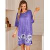 Ekouaer Plus Size Nightgowns for Women Oversized Sleep Shirt Short Sleeve Nightshirt T-Shirt Dress Sleepwear S-5XL(Purple Flower)