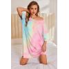 Ekouaer Plus Size Nightgowns for Women Oversized Sleep Shirt Short Sleeve Nightshirt T-Shirt Dress Sleepwear S-5XL(Tie Dye Pink)
