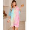 Ekouaer Plus Size Nightgowns for Women Oversized Sleep Shirt Short Sleeve Nightshirt T-Shirt Dress Sleepwear S-5XL(Tie Dye Pink)