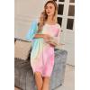 Ekouaer Plus Size Nightgowns for Women Oversized Sleep Shirt Short Sleeve Nightshirt T-Shirt Dress Sleepwear S-5XL(Tie Dye Pink)