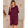 Ekouaer Plus Size Nightgowns for Women Oversized Sleep Shirt Short Sleeve Nightshirt T-Shirt Dress Sleepwear S-5XL(Wine Red)