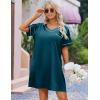 Ekouaer Satin Nightgowns for Women Silk Sleep Shirt Silky Loose Sleepwear V Neck Nightshirt Short Sleeve Pajamas(Blue)