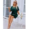 Ekouaer Satin Nightgowns for Women Silk Sleep Shirt Silky Loose Sleepwear V Neck Nightshirt Short Sleeve Pajamas(Green)