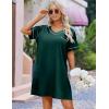 Ekouaer Satin Nightgowns for Women Silk Sleep Shirt Silky Loose Sleepwear V Neck Nightshirt Short Sleeve Pajamas(Green)