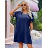 Ekouaer Satin Nightgowns for Women Silk Sleep Shirt Silky Loose Sleepwear V Neck Nightshirt Short Sleeve Pajamas(Navy Blue)