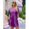 Ekouaer Satin Nightgowns for Women Silk Sleep Shirt Silky Loose Sleepwear V Neck Nightshirt Short Sleeve Pajamas(Purple)