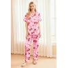 Ekouaer Silk Pajamas for Women Set Satin Pjs Soft Short Sleeve Button Down Sleepwear 3 Piece Loungewear S-XXL(Bow)