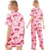 Ekouaer Silk Pajamas for Women Set Satin Pjs Soft Short Sleeve Button Down Sleepwear 3 Piece Loungewear S-XXL(Bow)