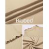 Ekouaer Thermal Turtleneck Shirt Women Ribbed Long Sleeve Mock Neck Tops Slim Fit Lettuce Trim Base Layer(Beige)