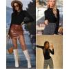 Ekouaer Thermal Turtleneck Shirt Women Ribbed Long Sleeve Mock Neck Tops Slim Fit Lettuce Trim Base Layer(Black/Blue)