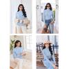 Ekouaer Thermal Turtleneck Shirt Women Ribbed Long Sleeve Mock Neck Tops Slim Fit Lettuce Trim Base Layer(Blue)