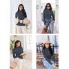 Ekouaer Thermal Turtleneck Shirt Women Ribbed Long Sleeve Mock Neck Tops Slim Fit Lettuce Trim Base Layer(Deep Grey)