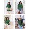 Ekouaer Thermal Turtleneck Shirt Women Ribbed Long Sleeve Mock Neck Tops Slim Fit Lettuce Trim Base Layer(Green)