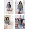 Ekouaer Thermal Turtleneck Shirt Women Ribbed Long Sleeve Mock Neck Tops Slim Fit Lettuce Trim Base Layer(Grey)