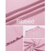 Ekouaer Thermal Turtleneck Shirt Women Ribbed Long Sleeve Mock Neck Tops Slim Fit Lettuce Trim Base Layer(Pink)