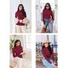 Ekouaer Thermal Turtleneck Shirt Women Ribbed Long Sleeve Mock Neck Tops Slim Fit Lettuce Trim Base Layer(Red)