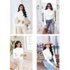 Ekouaer Thermal Turtleneck Shirt Women Ribbed Long Sleeve Mock Neck Tops Slim Fit Lettuce Trim Base Layer(White)