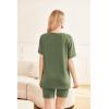 Ekouaer Two Piece Sets for Women Summer Outfits 2026 Lounge Set Crew Neck Tshirts Biker Short Sweatsuit with Pocket(Army Green)