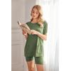 Ekouaer Two Piece Sets for Women Summer Outfits 2026 Lounge Set Crew Neck Tshirts Biker Short Sweatsuit with Pocket(Army Green)